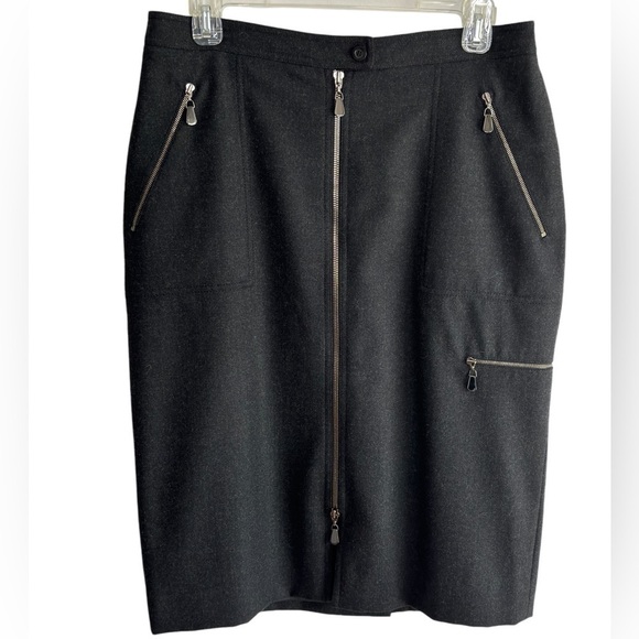 Doncaster Black Zipper Midi Pencil Skirt Wool Fully Lined Sz 10 Luxury Designer - Picture 5 of 13